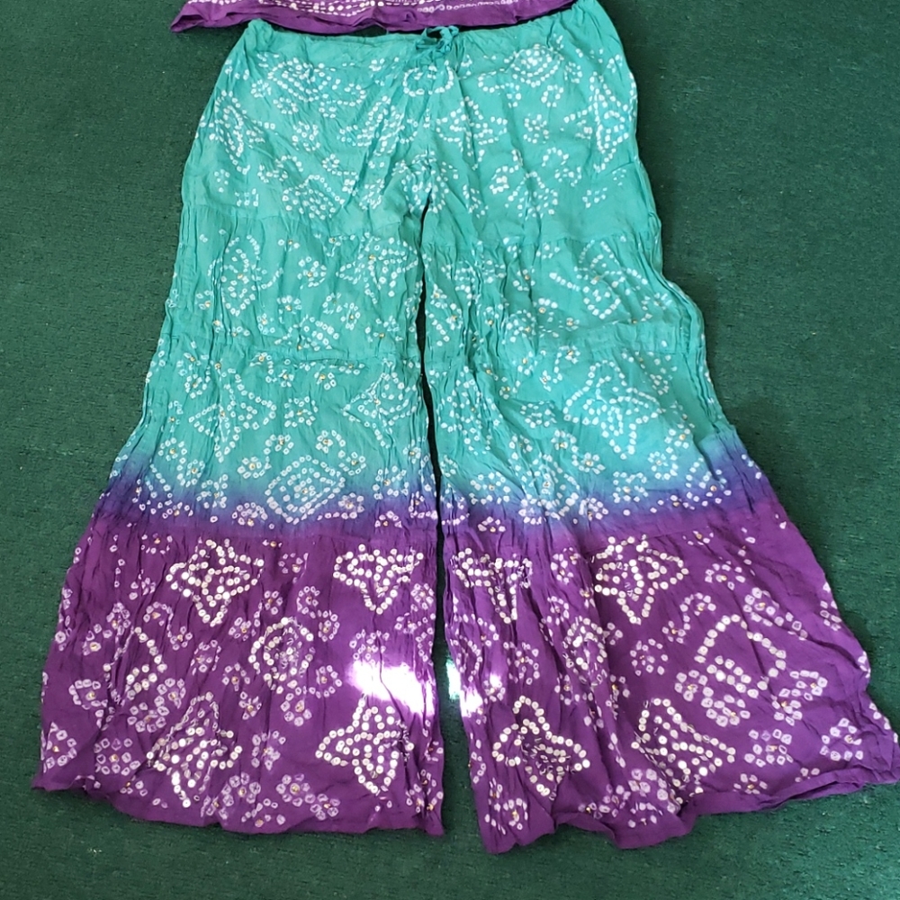 2 pc Purple & Teal BoHo style outfit - M/L
